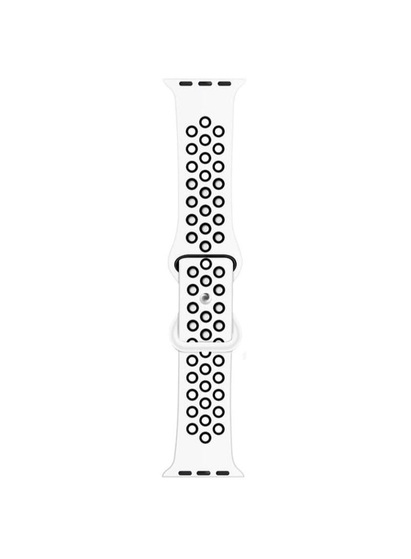 Butterfly Buckle Dual-tone Liquid Silicone Replacement Watchband For Apple Watch Series 7 45mm / 6 & SE & 5 & 4 44mm / 3 & 2 & 1 42mm(White+Black)