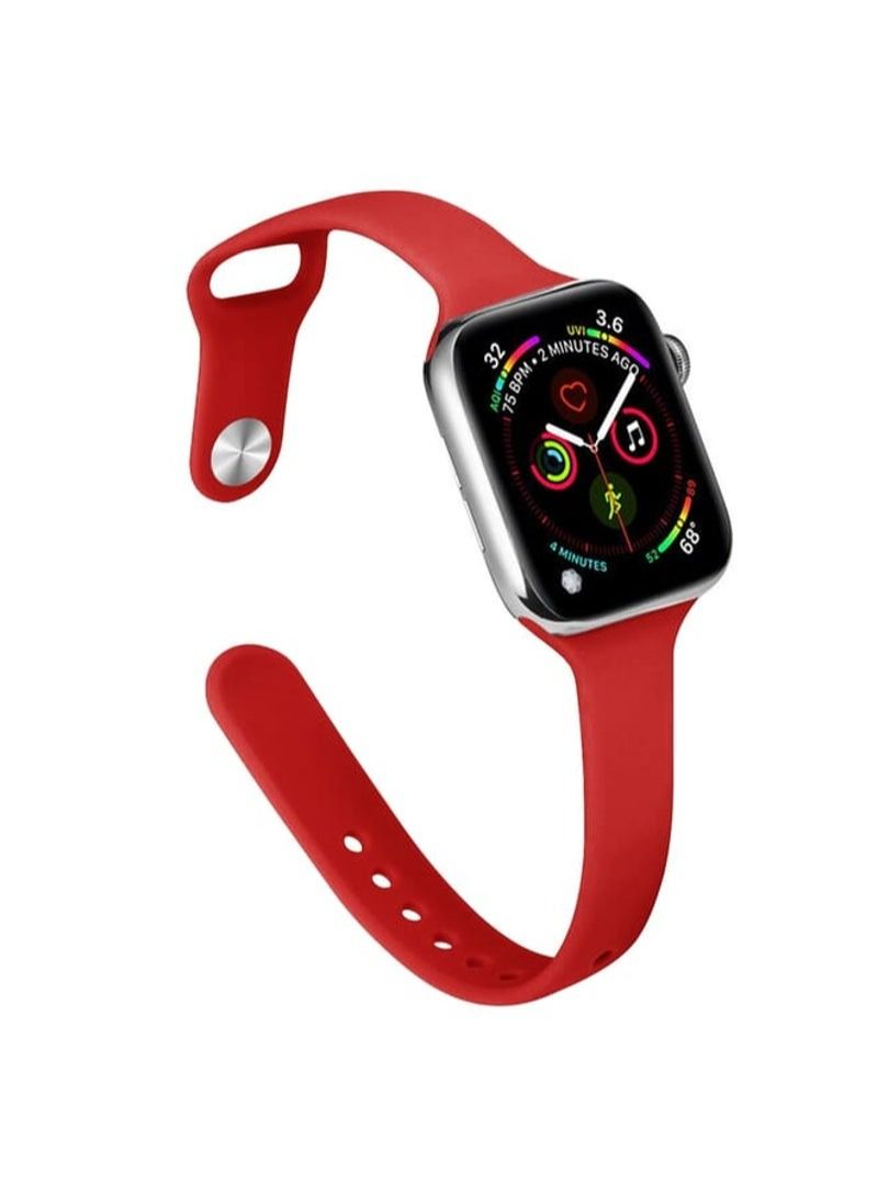 Slimming Silicone Replacement Watchband For Apple Watch Series 7 41mm / 6&SE&5&4 40mm / 3&2&1 38mm(Red)