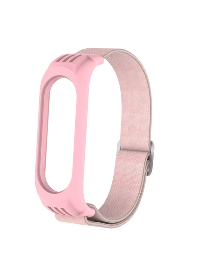 For Xiaomi Mi Band 3 / 4 / 5 Twill 8-shaped Buckle Elastic Replacement Strap Watchband(Pearl Pink)