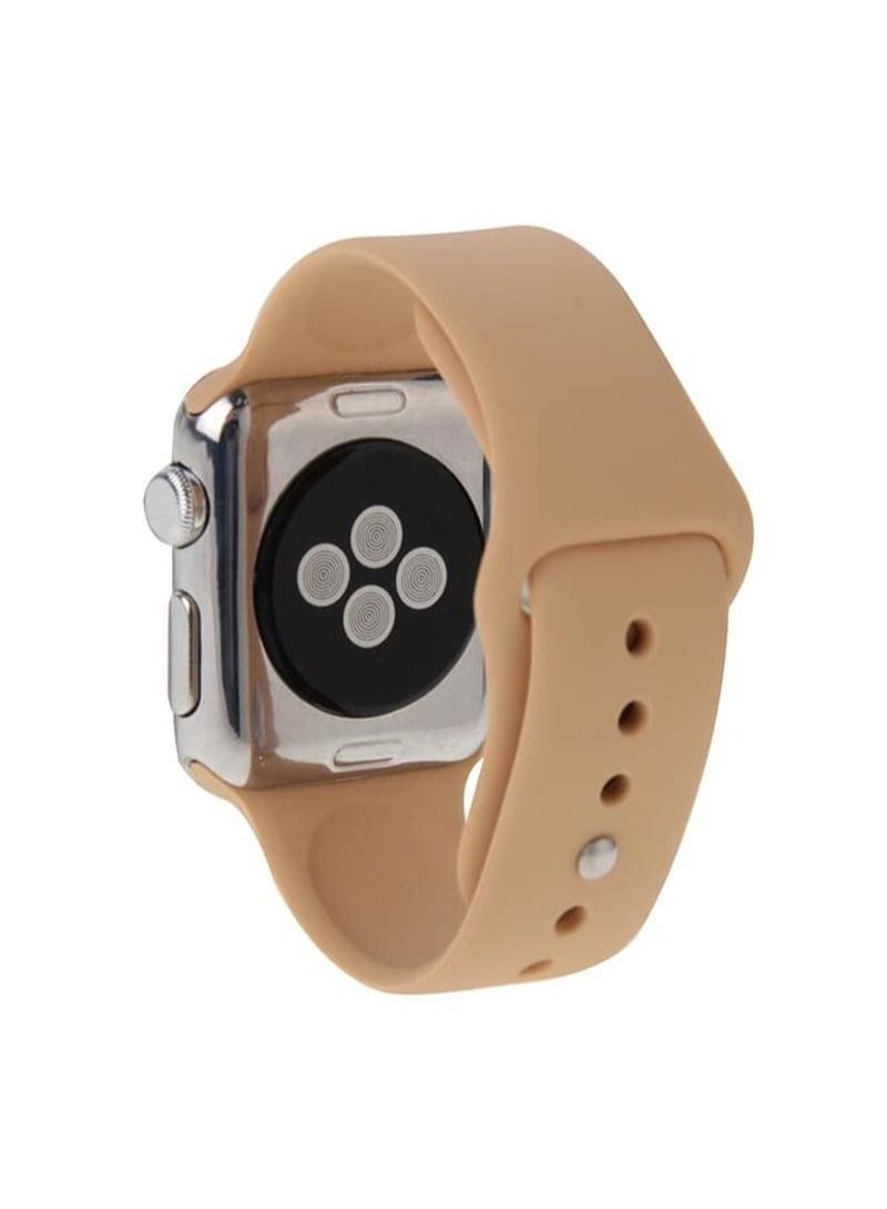 For Apple Watch Sport 38mm High-performance Longer Silicone Sport Watchband with Pin-and-tuck Closure(Khaki)