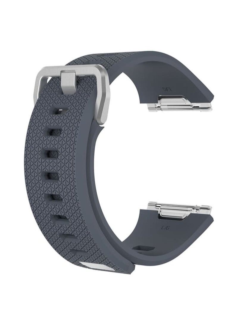 For Fitbit Ionic Herringbone Texture Silicone Replacement Wrist Strap Watchband with Buckle, Size:L(Blue Grey)