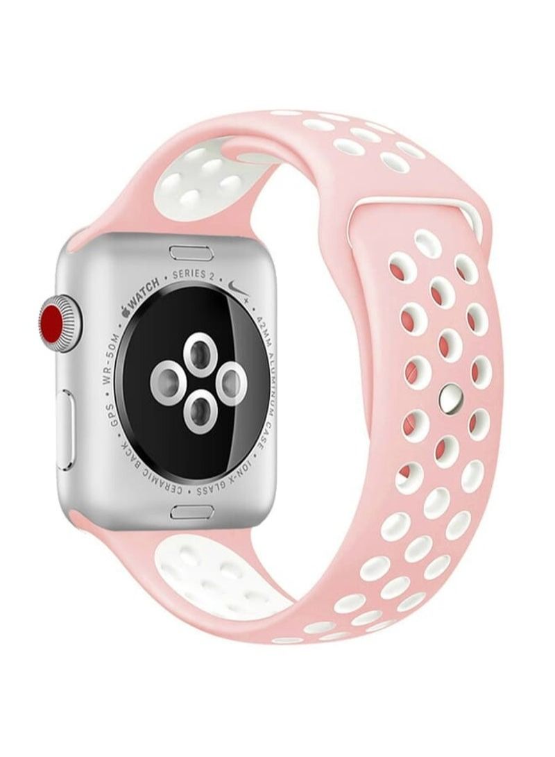 For Apple Watch Series 7 41mm / 6 & SE & 5 & 4 40mm / 3 & 2 & 1 38mm Fashionable Classical Silicone Sport Watchband (Pink White)