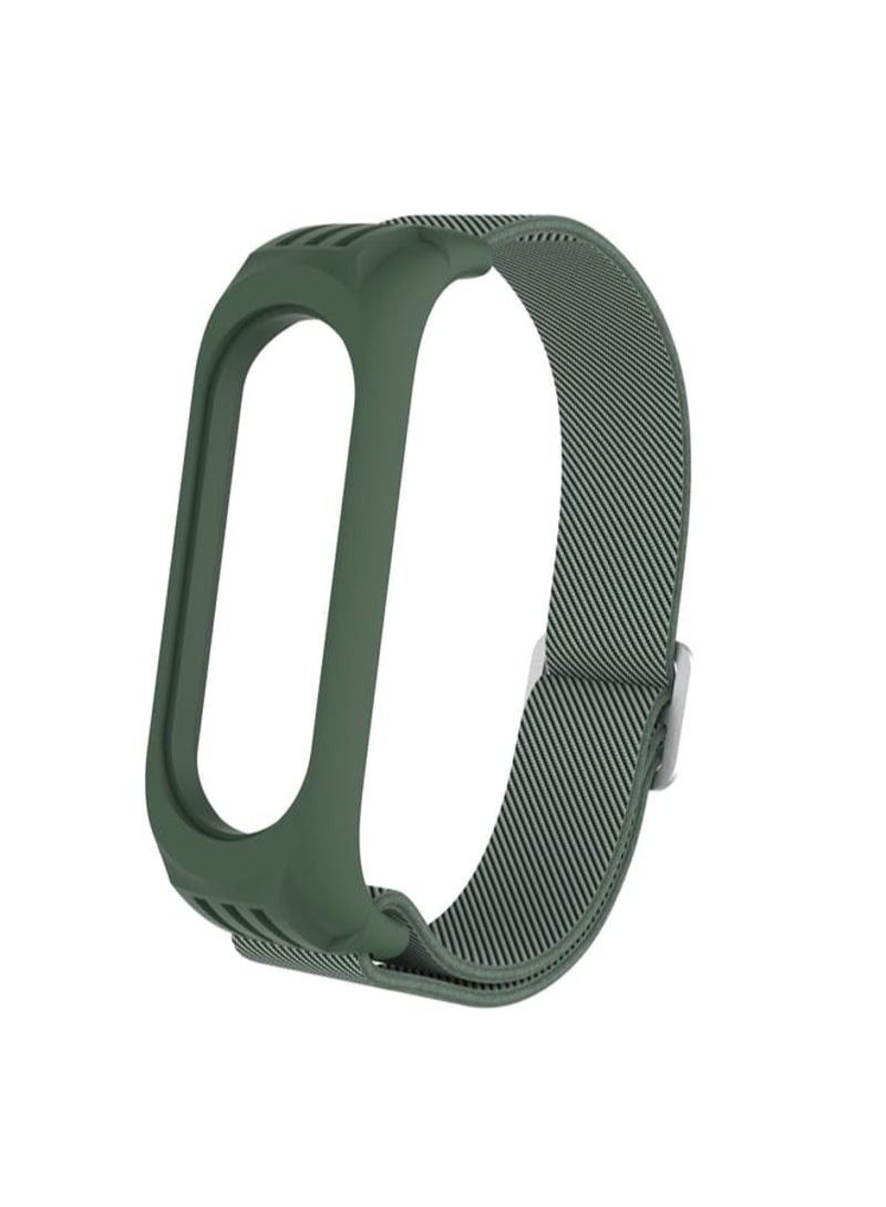 For Xiaomi Mi Band 3 / 4 / 5 Twill 8-shaped Buckle Elastic Replacement Strap Watchband(Dark Green)