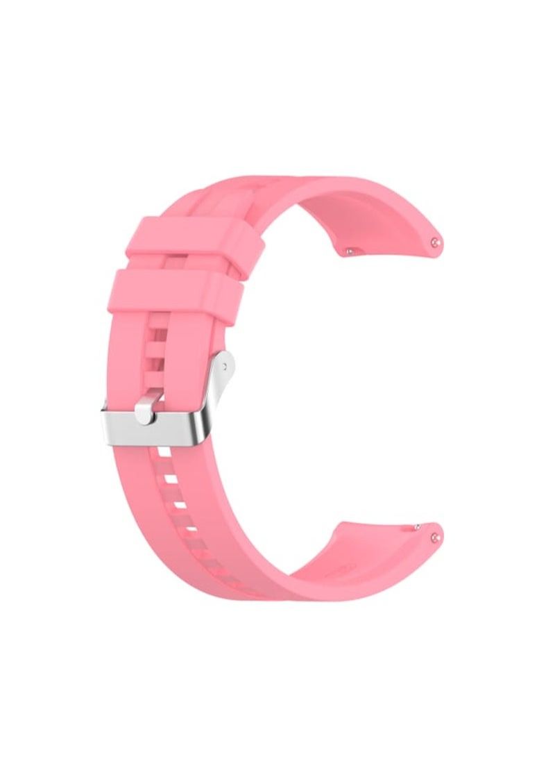 For TicWatch Pro 3 Silicone Replacement Strap Watchband with Silver Steel Buckle(Pink)