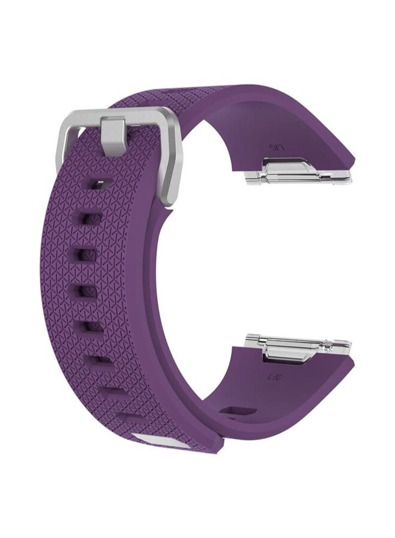 For Fitbit Ionic Herringbone Texture Silicone Replacement Wrist Strap Watchband with Buckle, Size:L(Dark Purple)