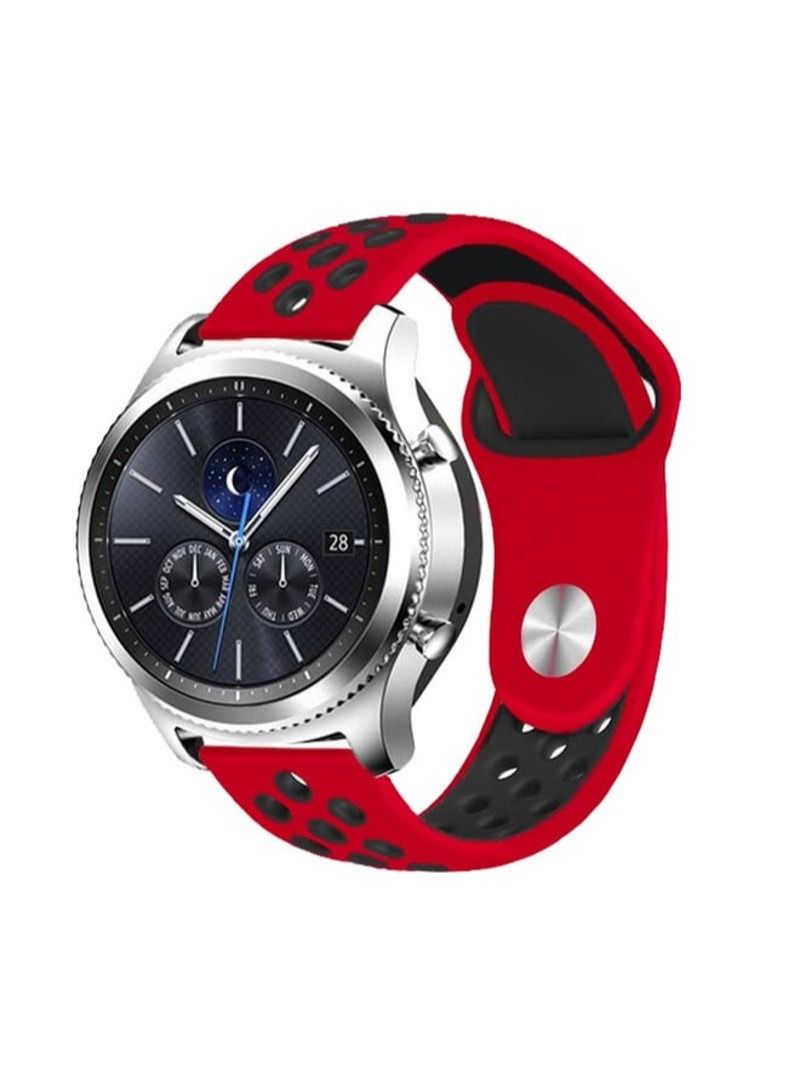 For Samsung Gear S4 Active 22mm Two-color Silicone Replacement Strap Watchband(Red Black)