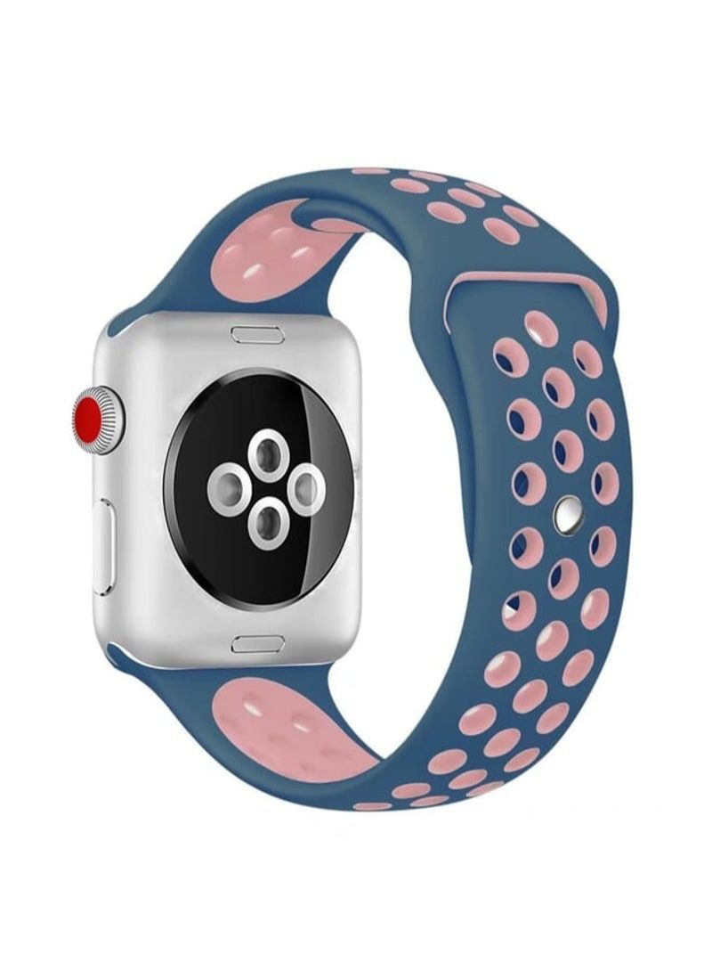 For Apple Watch Series 7 41mm / 6 & SE & 5 & 4 40mm / 3 & 2 & 1 38mm Fashionable Classical Silicone Sport Watchband(Blue Powder)