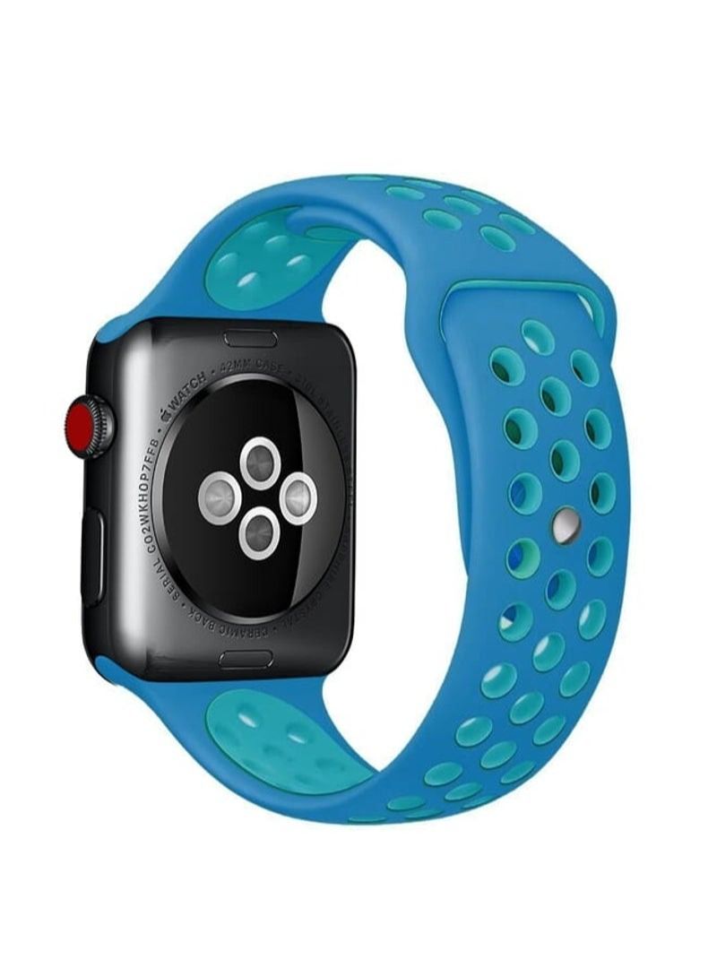 For Apple Watch Series 7 45mm / 6 & SE & 5 & 4 44mm / 3 & 2 & 1 42mm Fashionable Classical Silicone Sport Watchband(Blue)