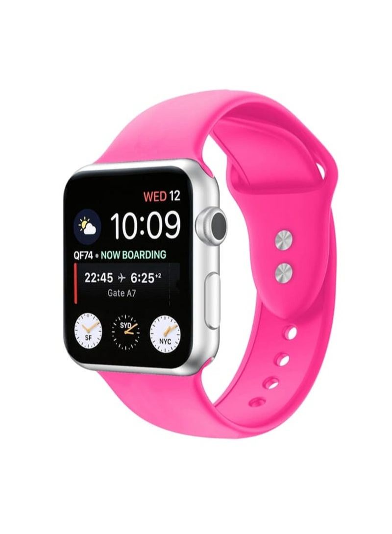 Double Nail Silicone Replacement Strap Watchband For Apple Watch Series 7 41mm / 6 & SE & 5 & 4 40mm / 3 & 2 & 1 38mm(Pink)