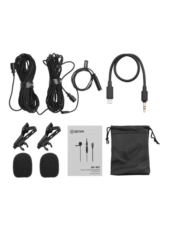 Dual Head Clip-On Lavalier Microphone BY-M2D Black