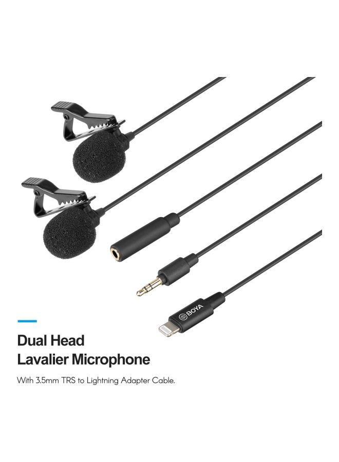 Dual Head Clip-On Lavalier Microphone BY-M2D Black