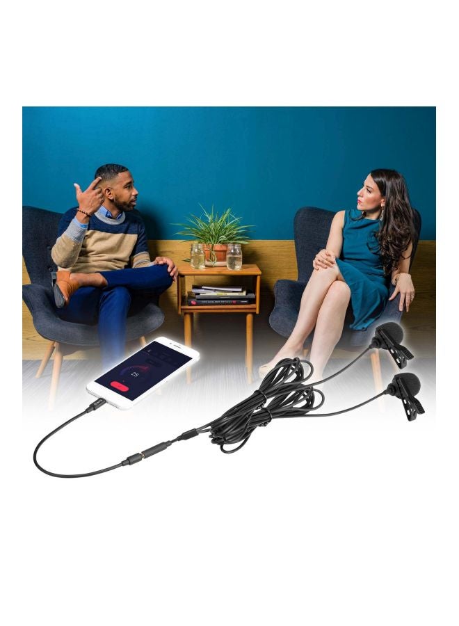 Dual Head Clip-On Lavalier Microphone BY-M2D Black