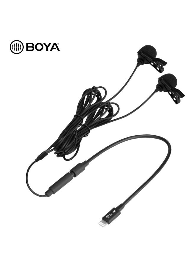 Dual Head Clip-On Lavalier Microphone BY-M2D Black