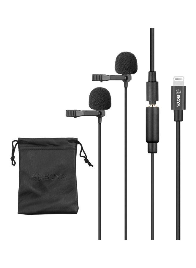 Dual Head Clip-On Lavalier Microphone BY-M2D Black