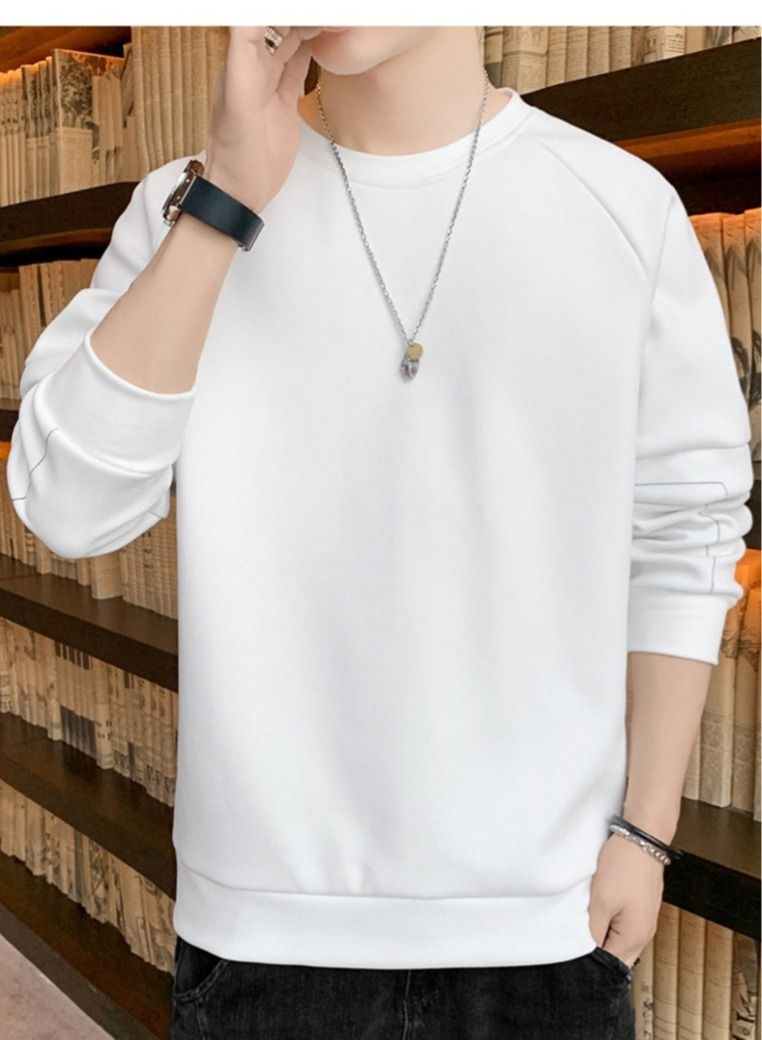 Sweater Men's New Youth Trend Casual Velvet Round Neck Long-sleeved T-shirt
