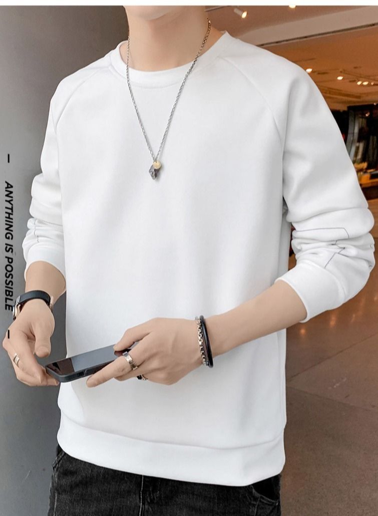 Sweater Men's New Youth Trend Casual Velvet Round Neck Long-sleeved T-shirt