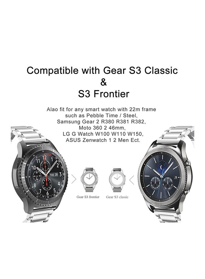 Stainless Steel Replacement Strap For Samsung Gear S3 Silver