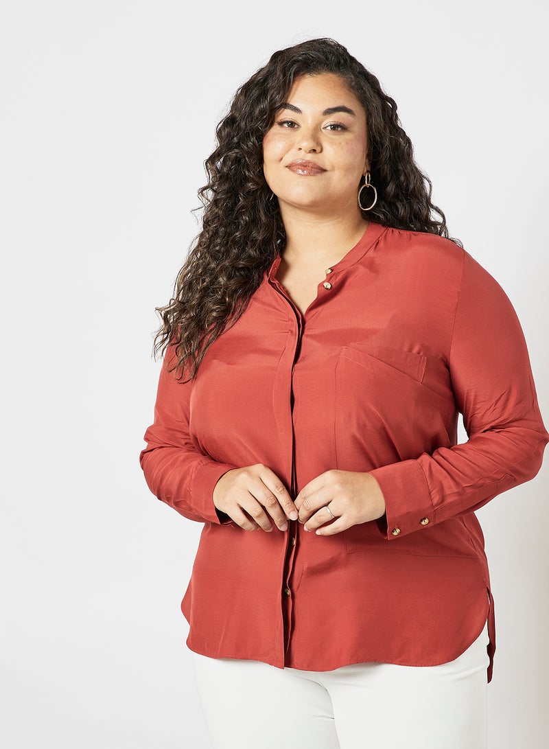 Plus Size Solid Top Burgandy