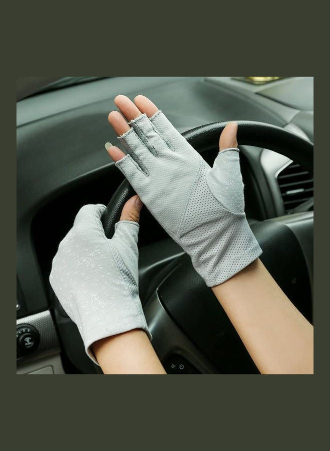 Pair Of Casual Printed Gloves Grey