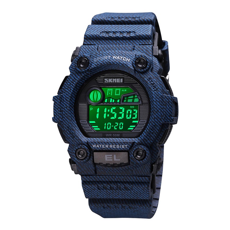 boys Digital Denim Style Silicone Watch J4605DE-S-KM