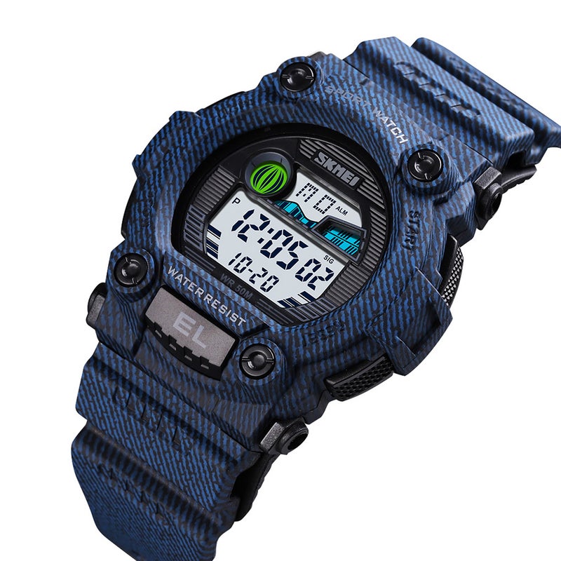 boys Digital Denim Style Silicone Watch J4605DE-S-KM