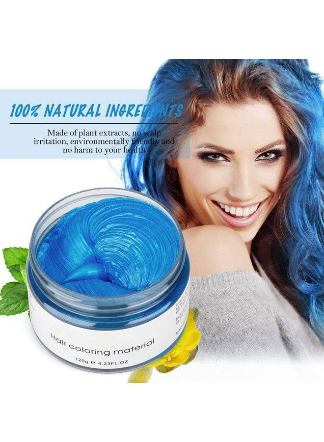 Hair Coloring Dye Wax Instant Hair Wax Temporary Hairstyle Cream 4.23 Oz Hair Pomades Natural Hairstyle Wax For Men And Women Party Cosplay (Blue)