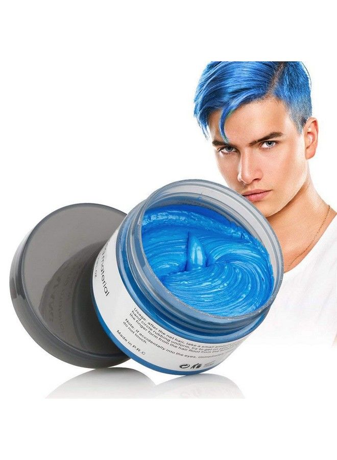 Hair Coloring Dye Wax Instant Hair Wax Temporary Hairstyle Cream 4.23 Oz Hair Pomades Natural Hairstyle Wax For Men And Women Party Cosplay (Blue)