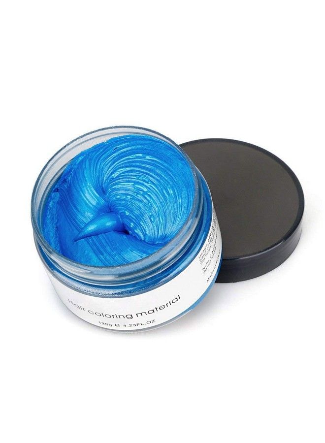 Hair Coloring Dye Wax Instant Hair Wax Temporary Hairstyle Cream 4.23 Oz Hair Pomades Natural Hairstyle Wax For Men And Women Party Cosplay (Blue)