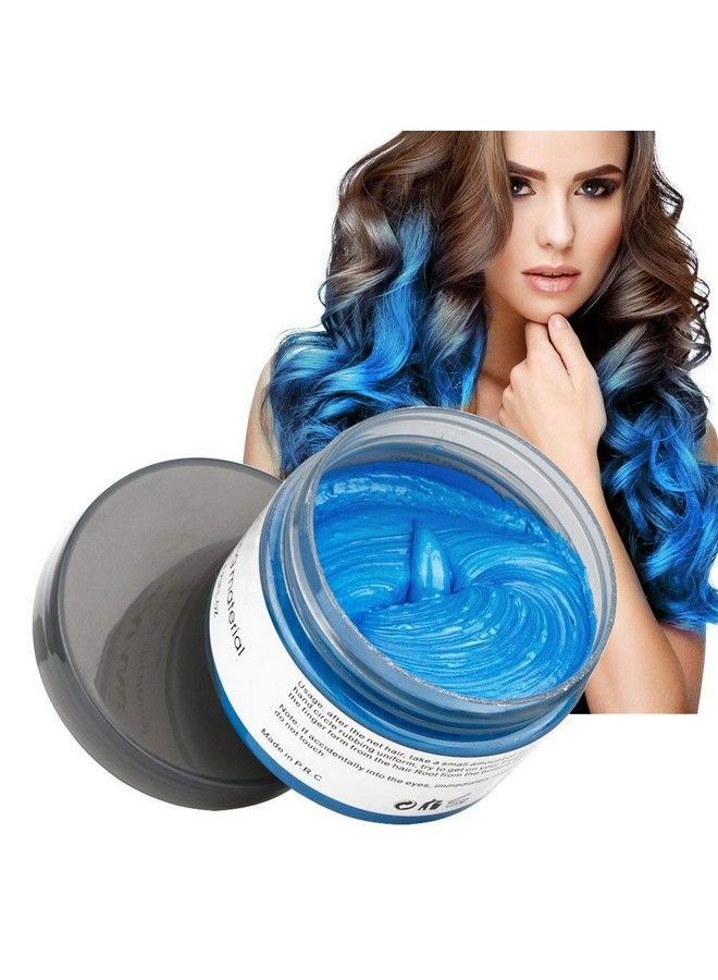 Hair Coloring Dye Wax Instant Hair Wax Temporary Hairstyle Cream 4.23 Oz Hair Pomades Natural Hairstyle Wax For Men And Women Party Cosplay (Blue)