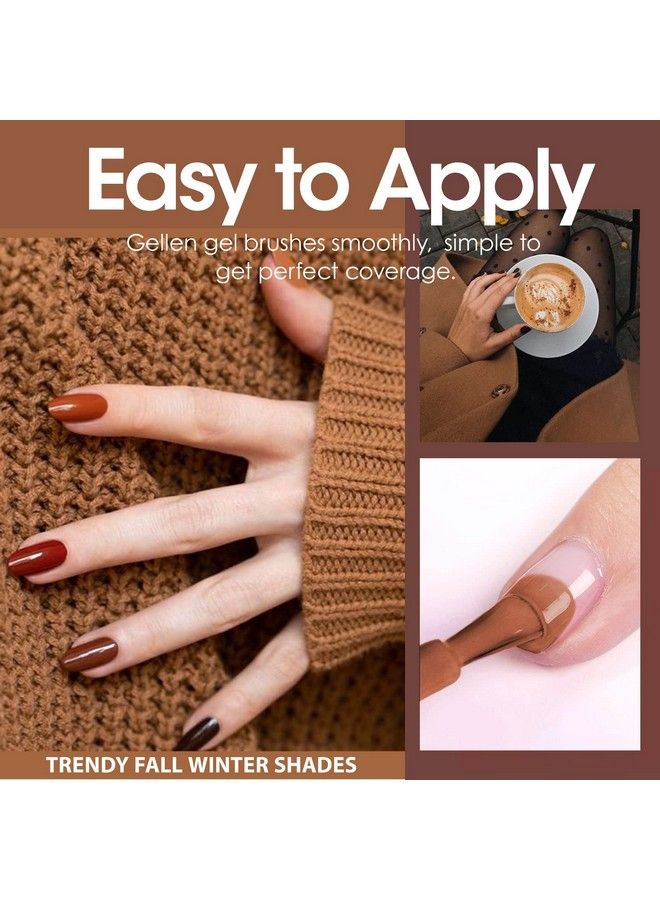 Gel Nail Polish Kit With Top & Base Coats 16 Colors Gel Polish Kit Red Browns Nude Glitters Nail Polish Set Popular Fall Winter Gel Nail Kit