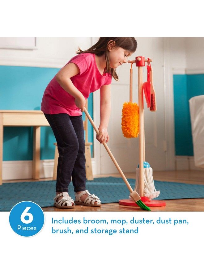 Let'S Play House Dust! Sweep! Mop! 6 Piece Pretend Play Set Toddler Toy Cleaning Set Pretend Home Cleaning Play Set Kids Broom And Mop Set For Ages 3+