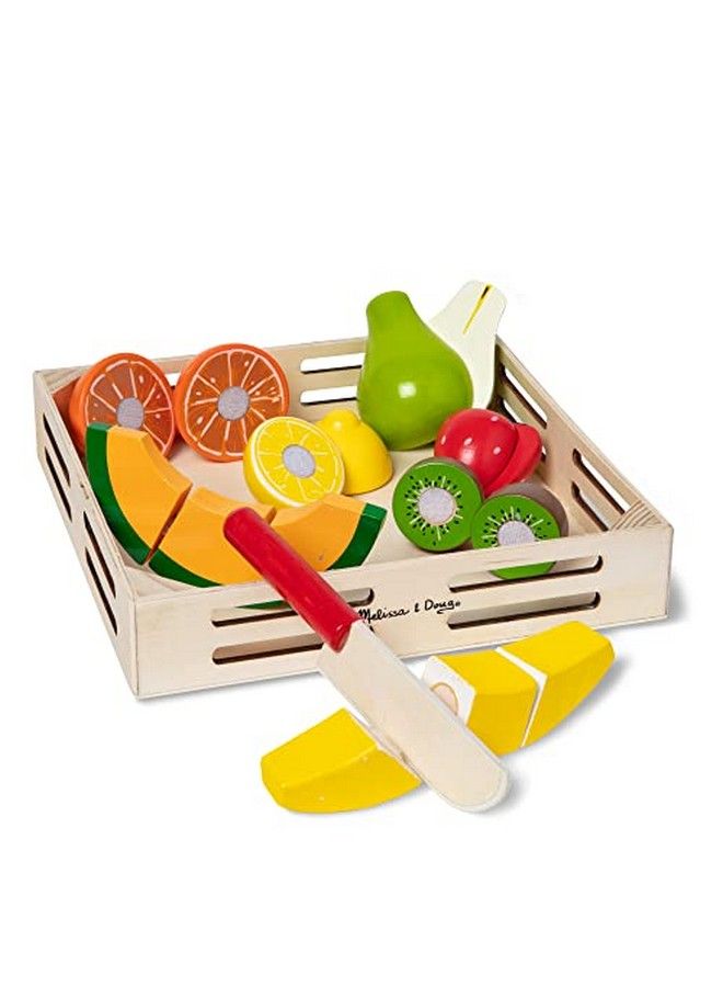 Cutting Fruit Set Wooden Play Food Kitchen Accessory Multi Pretend Play Accessories Wooden Cutting Fruit Toys For Toddlers And Kids Ages 3+