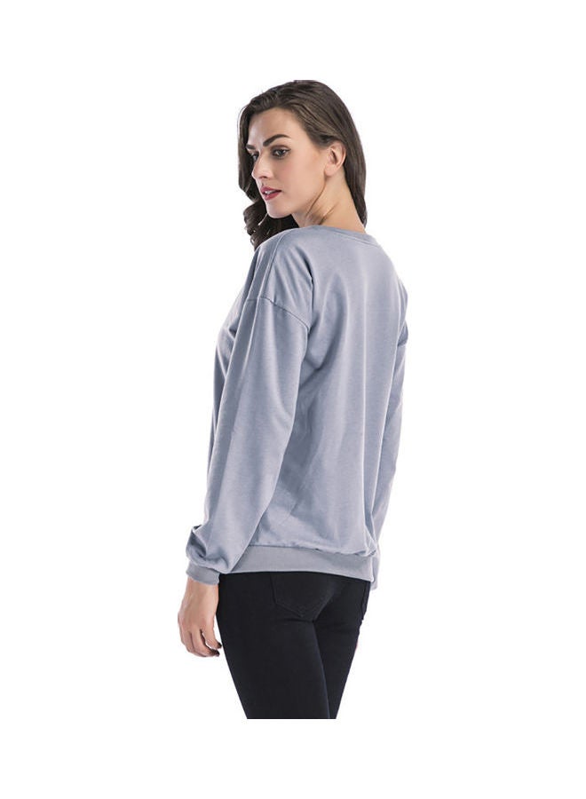 Printed Long Sleeves Sweater Black