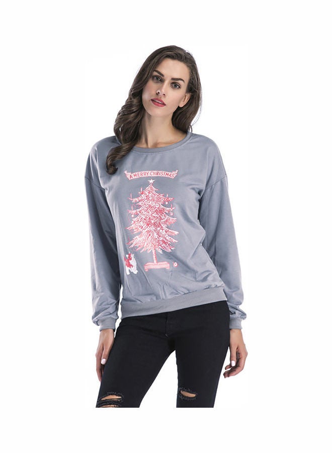 Printed Long Sleeves Sweater Black