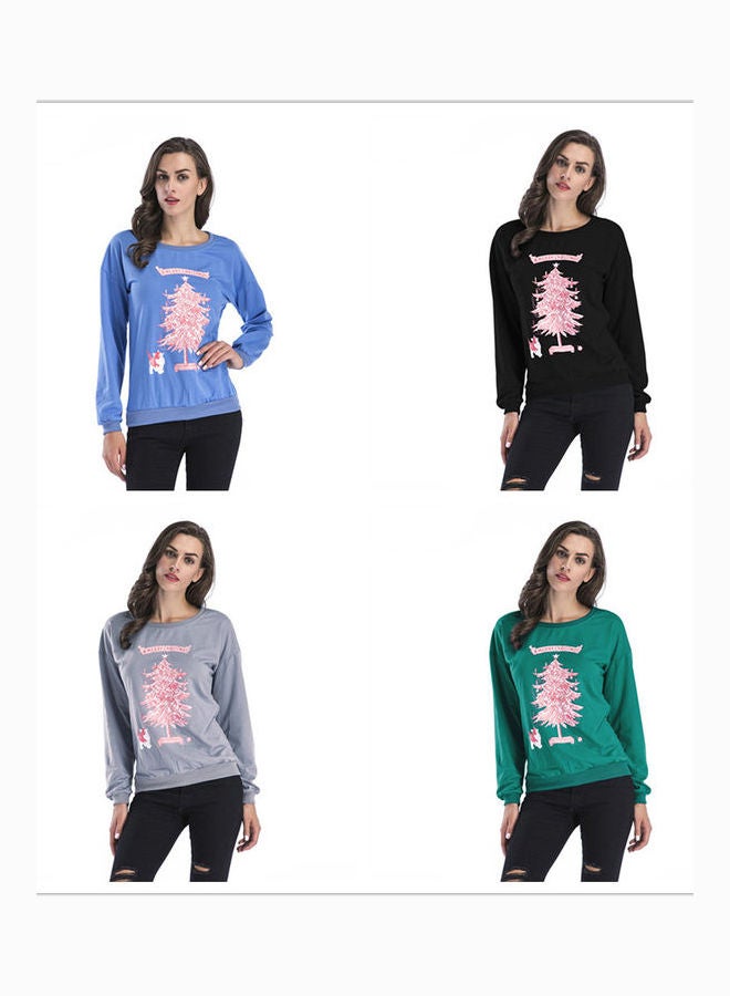 Printed Long Sleeves Sweater Grey