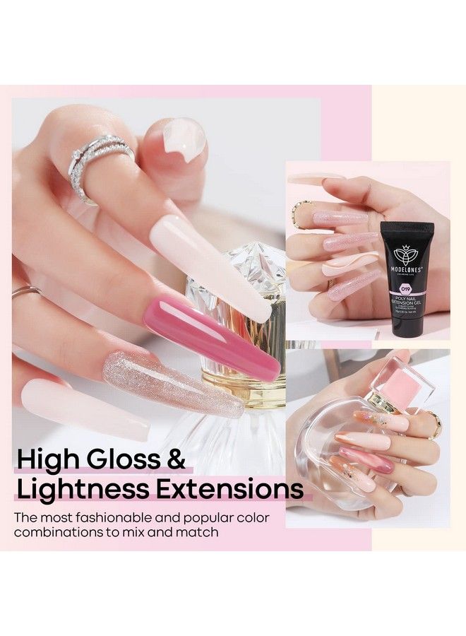 Poly Extension Gel Kit For Nail 12 Colors Pink Nude Tones Poly Nail Gel Set Builder Nail Extension Gel Glitter Fall Winter Gentle Colors French Manicure Diy Design Nail Art