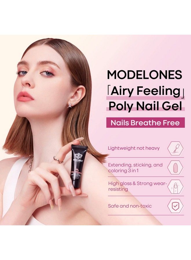 Poly Extension Gel Kit For Nail 12 Colors Pink Nude Tones Poly Nail Gel Set Builder Nail Extension Gel Glitter Fall Winter Gentle Colors French Manicure Diy Design Nail Art