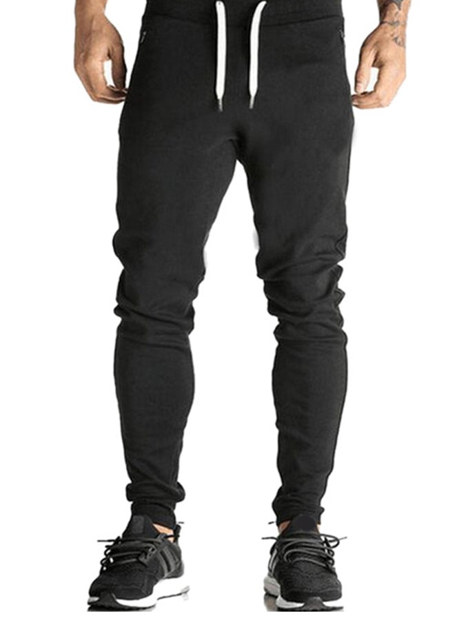 Solid Pattern Skinny Fit Joggers Black