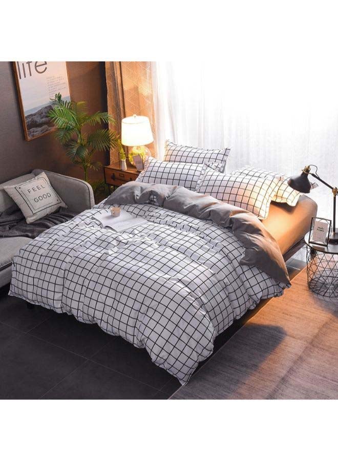 4-Piece European Style Luxury Jacquard Bedding Set Polyester Grey/Black