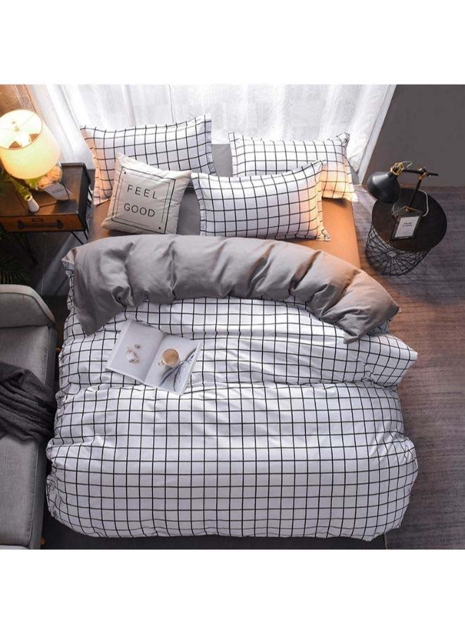 4-Piece European Style Luxury Jacquard Bedding Set Polyester Grey/Black