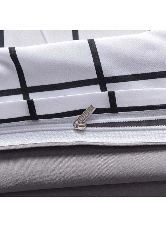 4-Piece European Style Luxury Jacquard Bedding Set Polyester Grey/Black