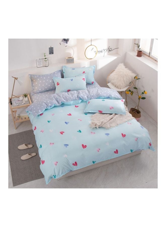 3-Piece Printed Duvet Cover Set Combination Blue/Grey