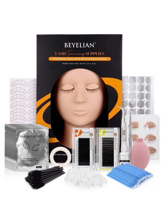 Lash Extension Kit Eyelash Extension Practice Kit Lash Kit For Eyelash Extensions Beginners Professional Mannequin Head With Replaced Eyelids For Practice Eye Lashes Graft (353 Pcs)