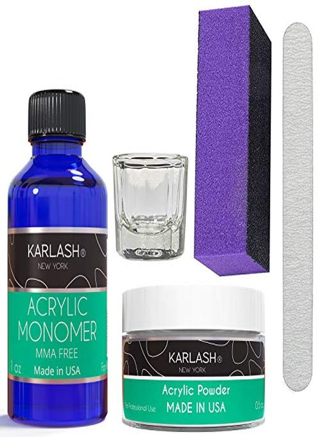 Professional Polymer Economy Kit Acrylic Powder Crystal Clear 0.5 Oz And Acrylic Liquid Monomer 1 Oz For Doing Acrylic Nails, Mma Free, Ultra Shine And Strong Nails Acrylic Nail