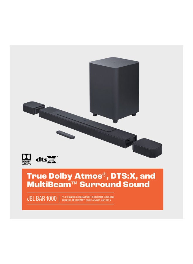 Bar 1000 7.1.4 Channel Soundbar With Detachable Surround Speakers Jblbar1000Problkuk Black