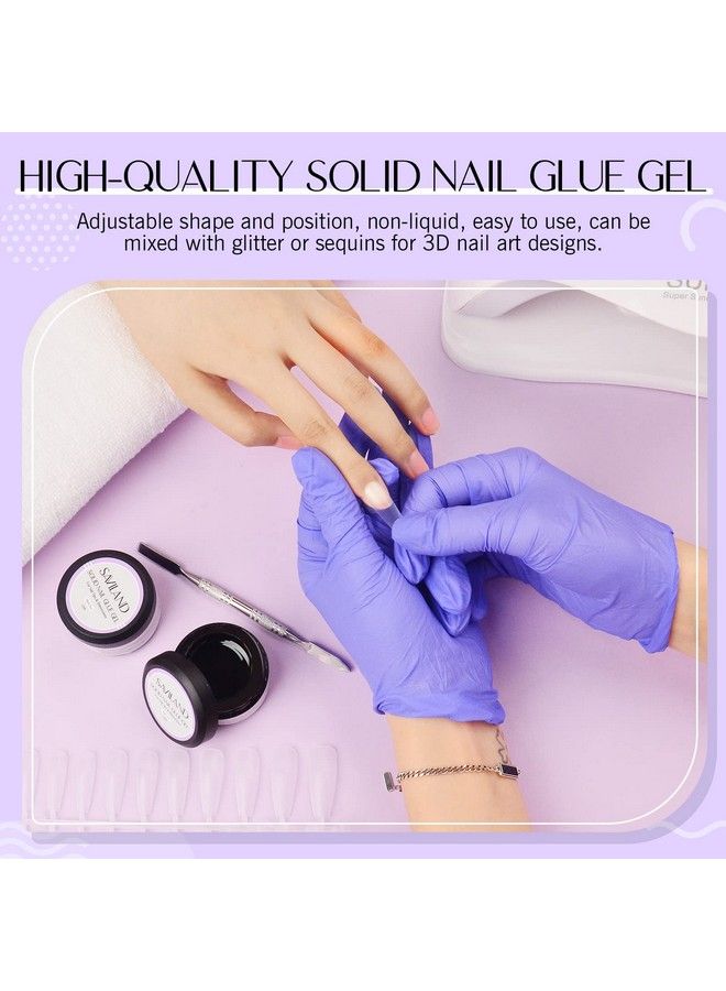 Solid Nail Glue Gel Kit For Nail Tips  2Pcs 05Oz Gel Glue For Acrylic Nails Press On Nails Rhinestone U Vled Lamp Needed