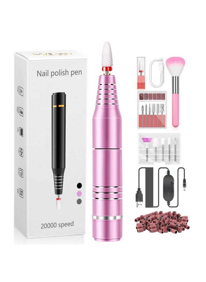 Nail Drill For Acrylic Nails Professional  Electric Nail Drill Kit With 12 Nail Drill Bits For Manicure & Pedicure Polishing Removing Nail Artcuticledead Skin Home Salon Pink 20000Rpm