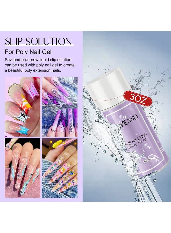 Slip Solution Poly Gel Kit  90Ml Slip Solution For Poly Nail Gel Nail Extension Liquid Solution Antistick Tools With Nail Art Brush Starter Kit For Poly Extension Nails Shaping Home Diy