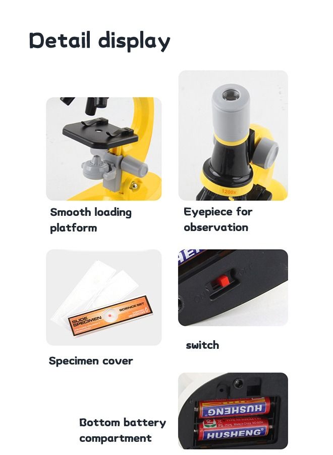 Kids Microscope Science Microscope Kits Little World Science Kits Beginner Microscope Kit with LED 100X 400X and 1200X Magnification Kids Educational Toy Preschool Science Toy