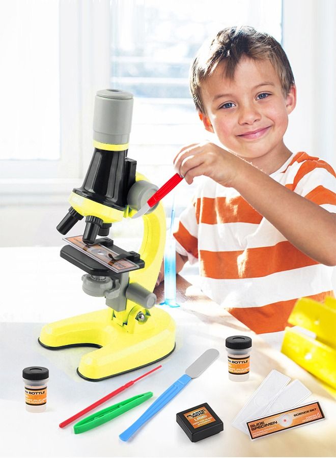 Kids Microscope Science Microscope Kits Little World Science Kits Beginner Microscope Kit with LED 100X 400X and 1200X Magnification Kids Educational Toy Preschool Science Toy